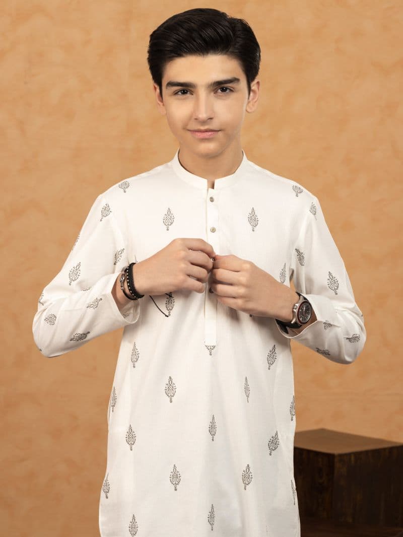 White Blended Kurta thumbnail