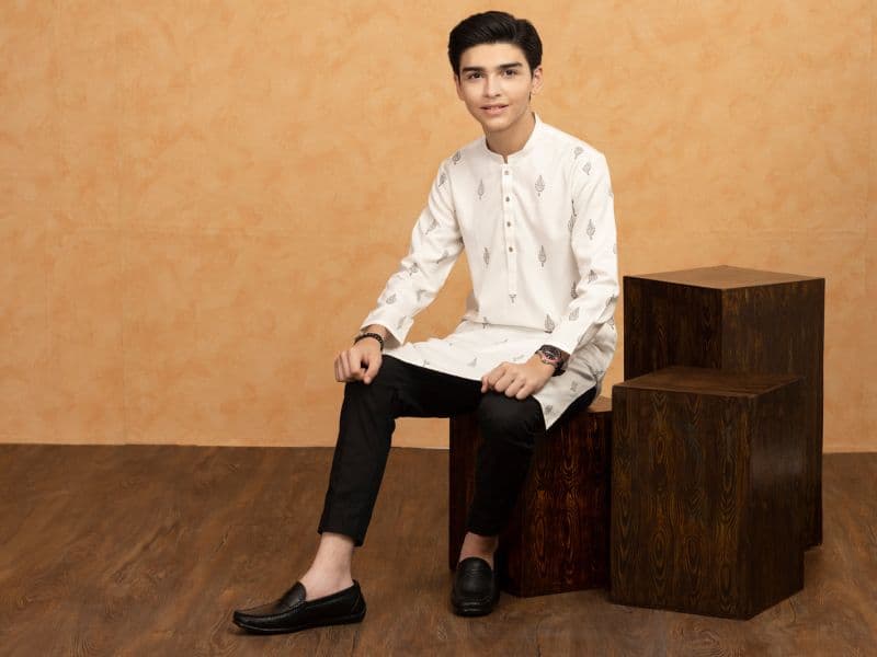 White Blended Kurta thumbnail
