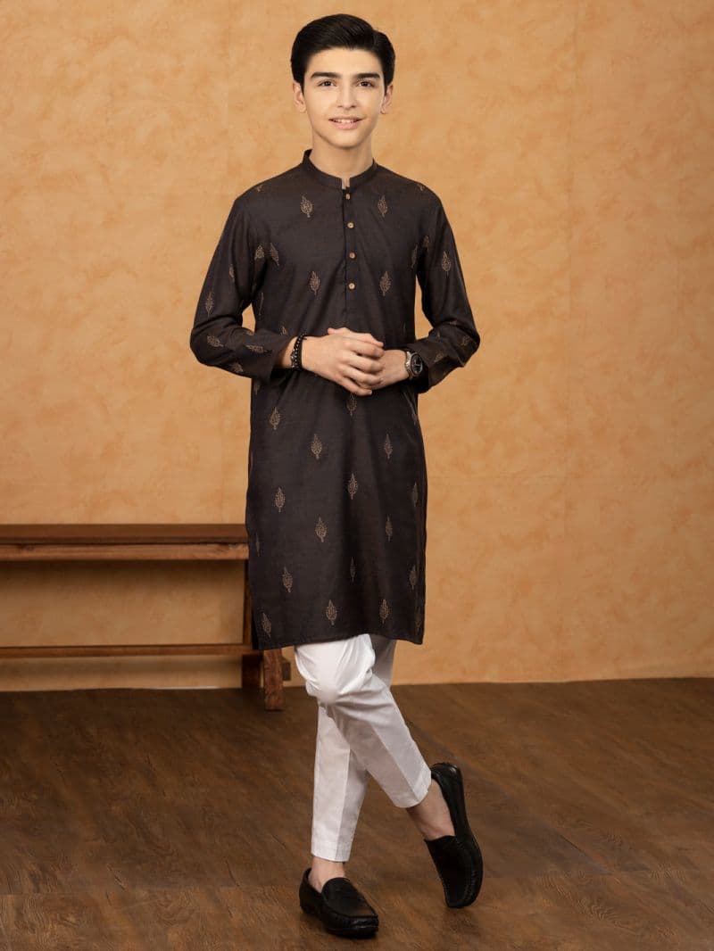 Dark Brown Blended Kurta thumbnail