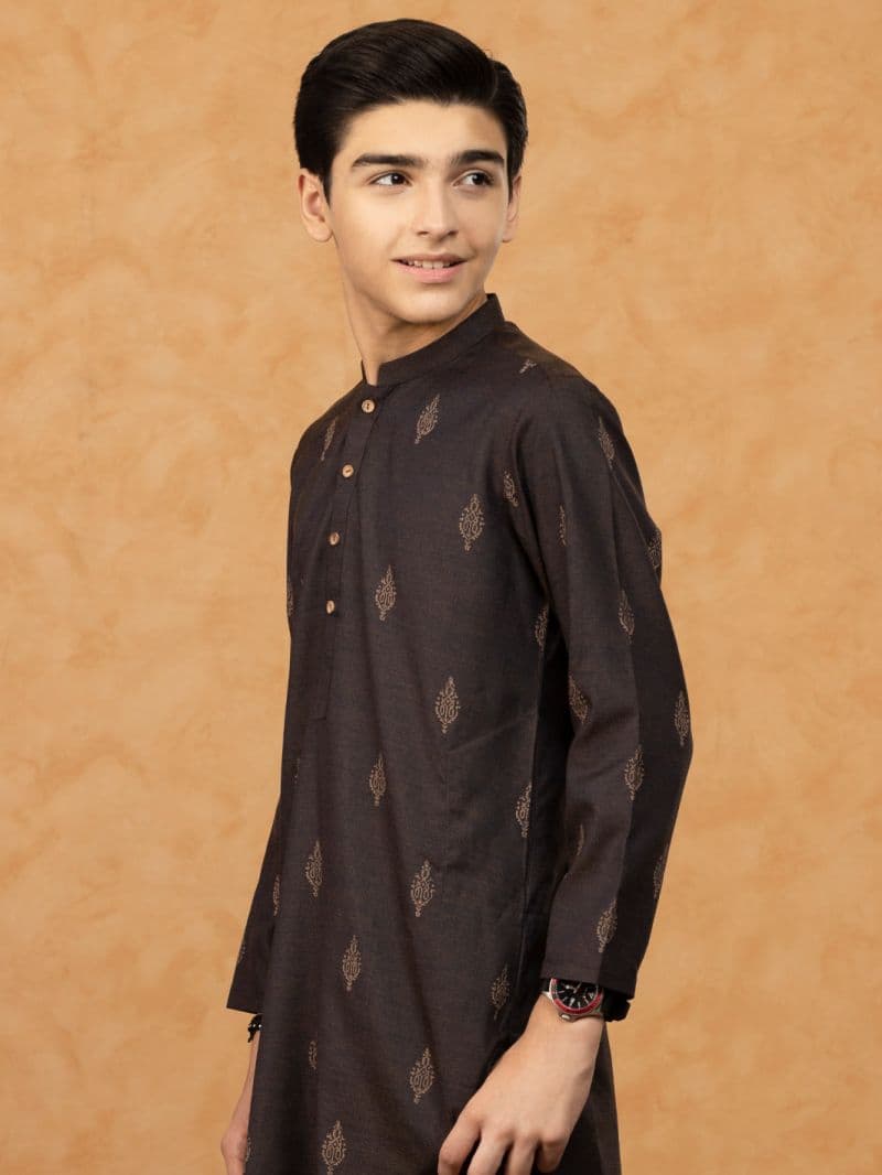 Dark Brown Blended Kurta thumbnail