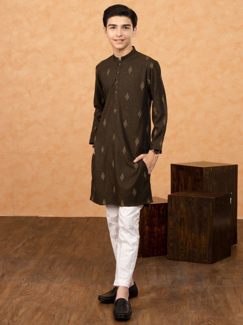 Kahi Green Blended Kurta thumbnail