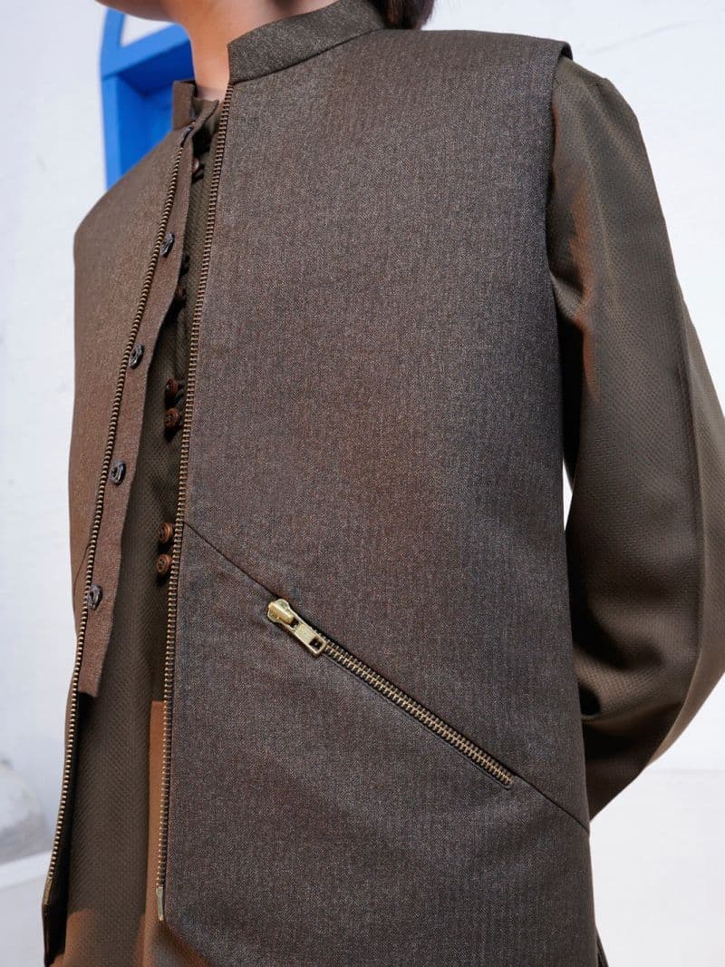 Olive Green Blended Waistcoat