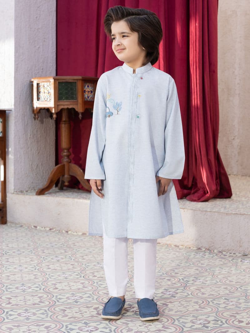 Light Blue Blended Kurta thumbnail