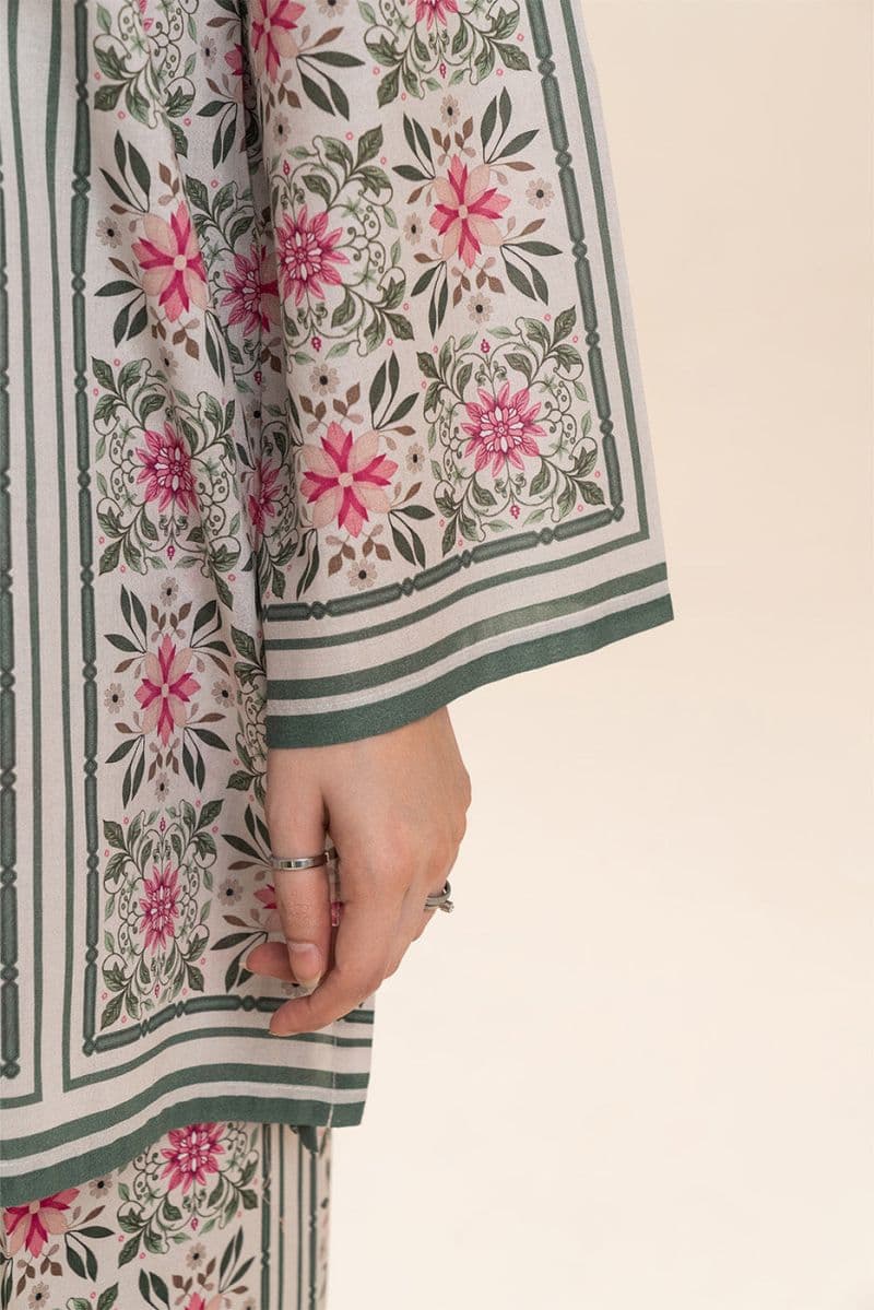 2 PIECE PRINTED LAWN SUIT-OLIVINE MOSAIC (UNSTITCHED) thumbnail