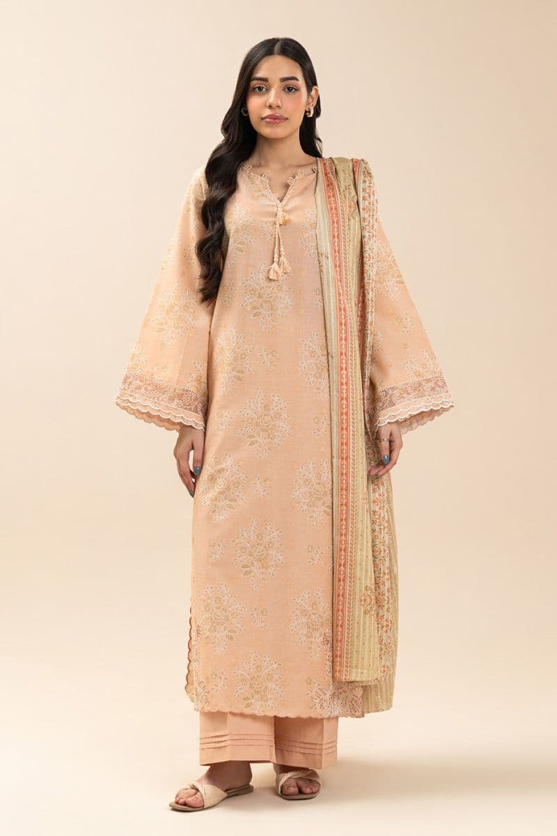 3 Piece Embroidered Lawn Suit - Floral Veil Unstitched
