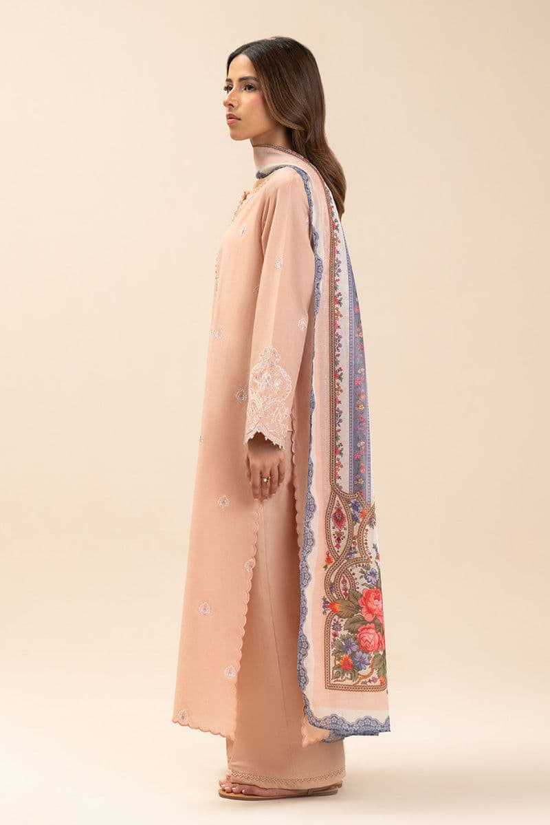 3 PIECE EMBROIDERED LAWN SUIT-ROSE QUARTZ (UNSTITCHED)