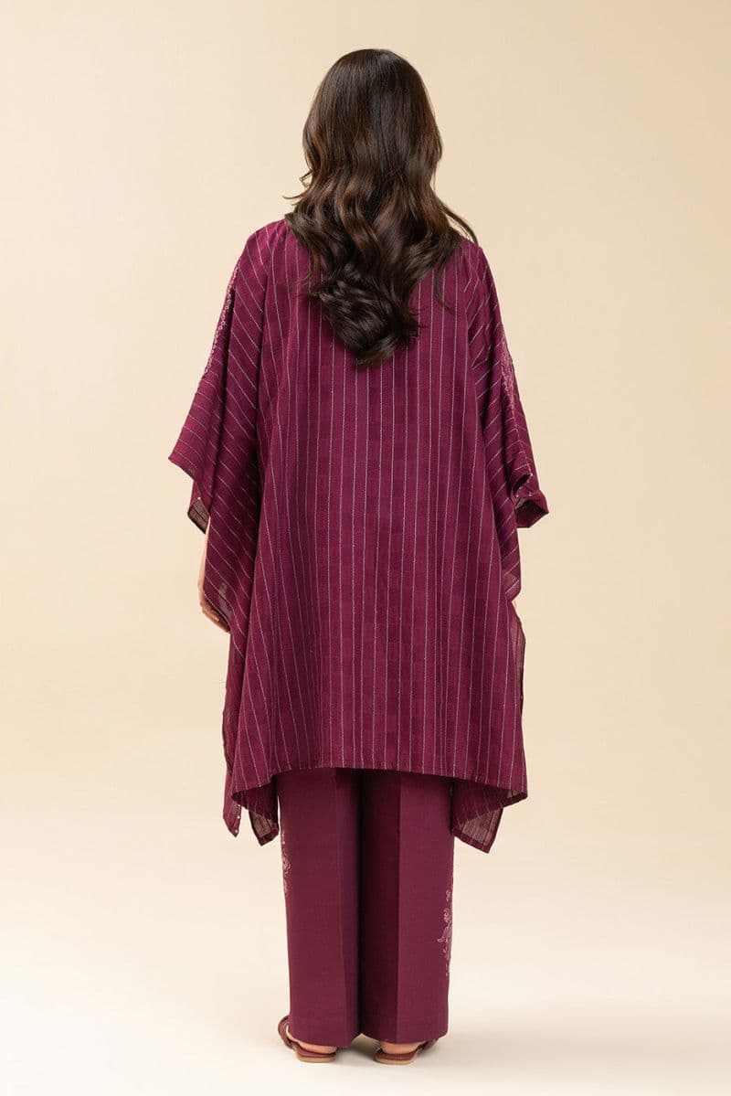 2 PICE EMBROIDERED SELF JACQUARD SUIT-FUCHSIA FLARE (UNSTITCHED) thumbnail