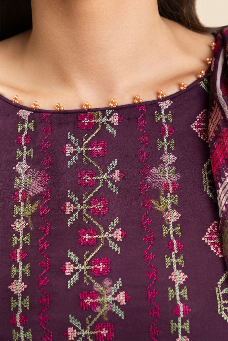3 PIECE EMBROIDERED LAWN SUIT-AMETHYST BLOOM (UNSTITCHED)