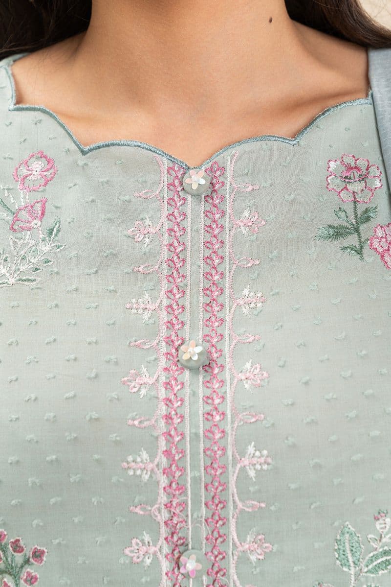 3 PIECE EMBROIDERED SELF JACQUARD SUIT-MINT GROVE (UNSTITCHED) thumbnail