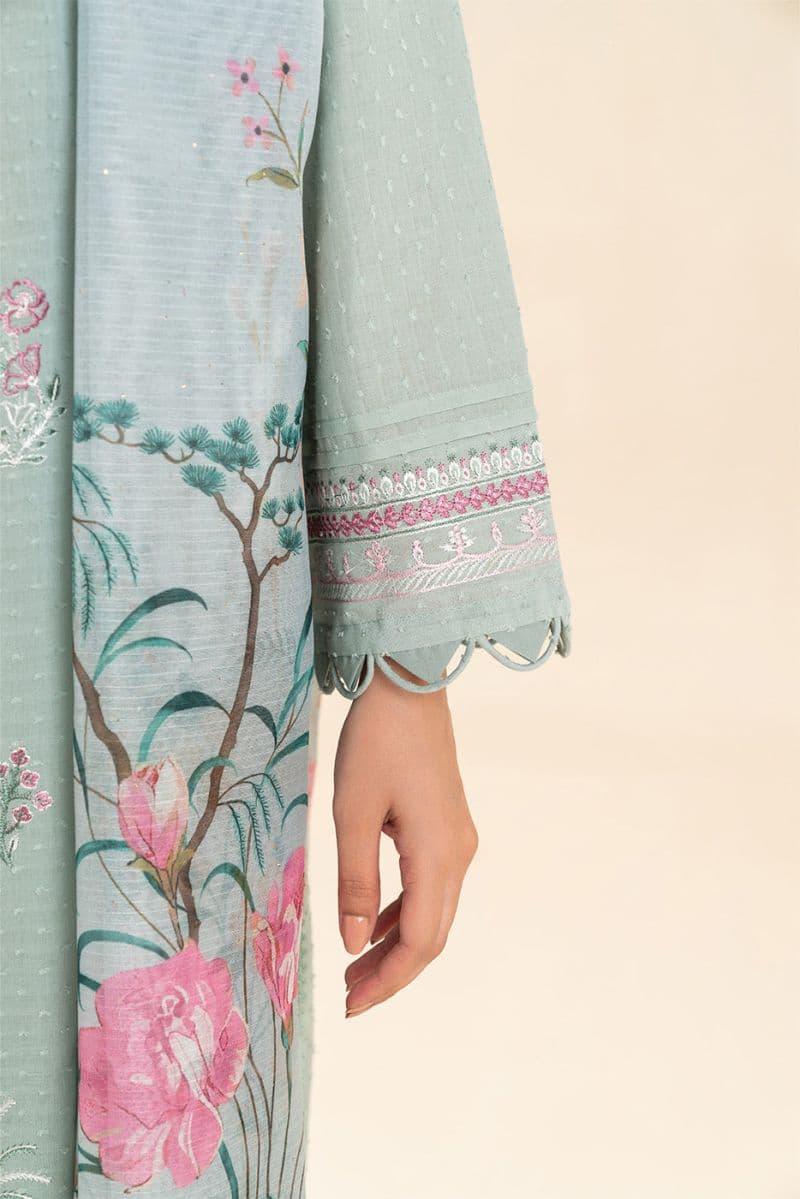 3 PIECE EMBROIDERED SELF JACQUARD SUIT-MINT GROVE (UNSTITCHED) thumbnail