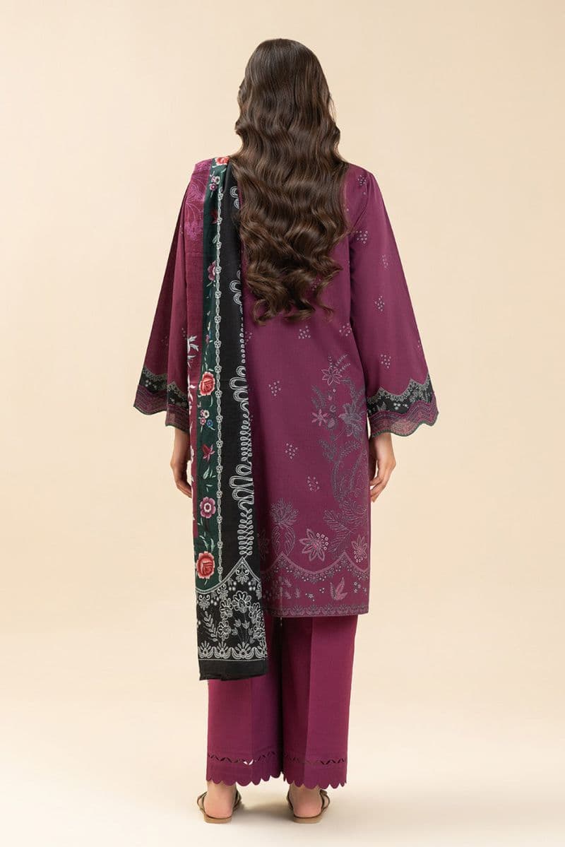 3 PIECE PRINTED LAWN SUIT-CRIMSON VIOLET (UNSTITCHED) thumbnail