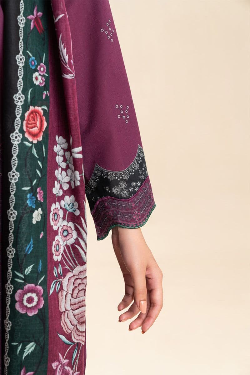 3 PIECE PRINTED LAWN SUIT-CRIMSON VIOLET (UNSTITCHED) thumbnail