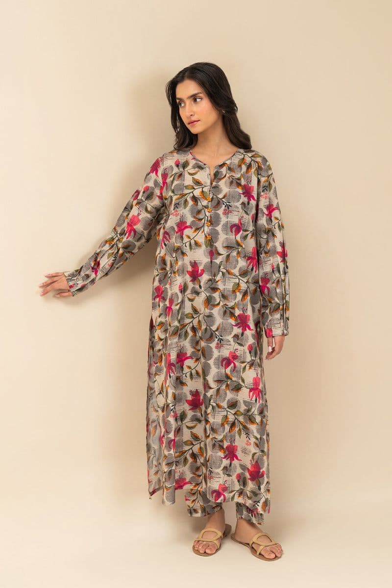 2 PIECE PRINTED LUREX LAWN SUIT (PRET) thumbnail