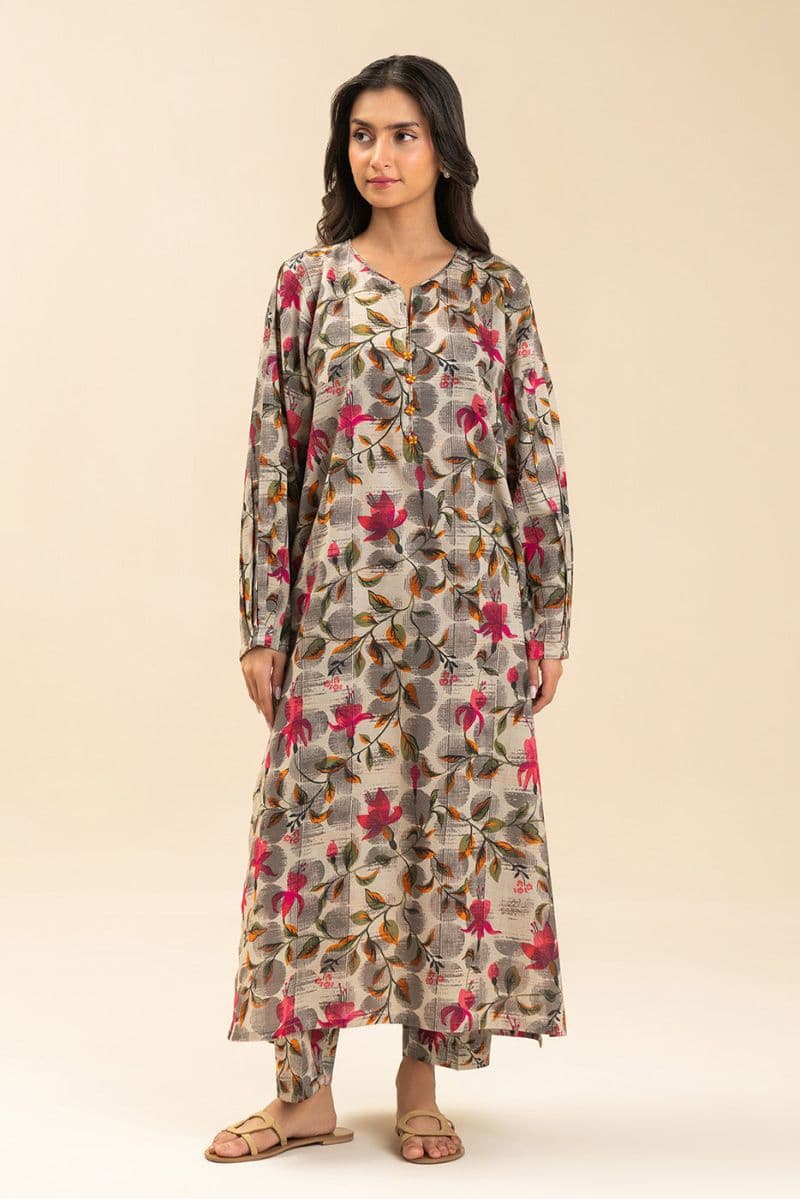 2 PIECE PRINTED LUREX LAWN SUIT (PRET) thumbnail