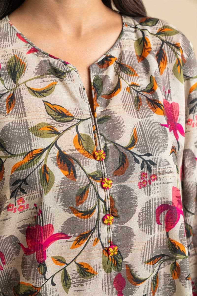 2 PIECE PRINTED LUREX LAWN SUIT (PRET) thumbnail