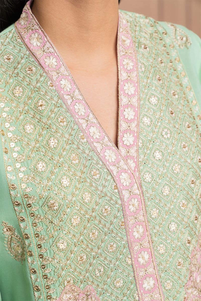 2 PIECE EMBROIDERED RAW SILK SUIT (LUXURY PRET) thumbnail