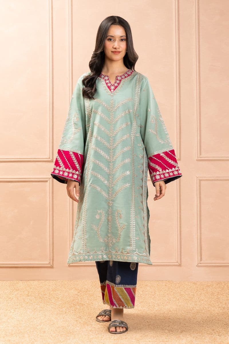 2 PIECE EMBROIDERED TWO TONE SUIT (LUXURY PRET)