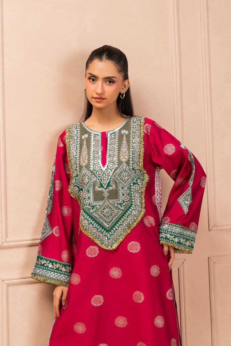 2 Piece Embroidered Rawsilk Suit Luzury Pret
