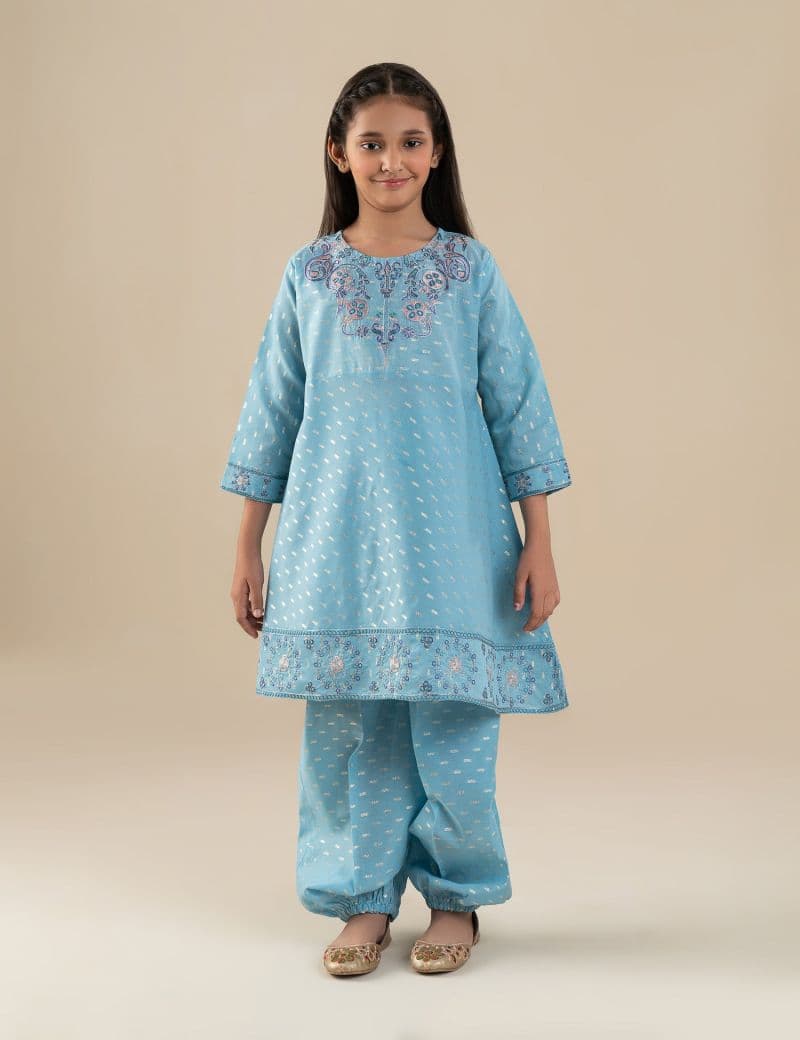 2 PIECE EMBROIDERED PEPLUM SUIT
