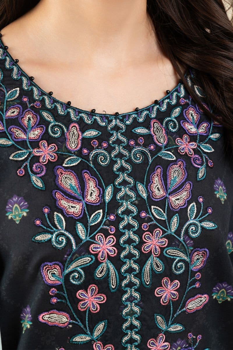 3 PIECE EMBROIDERED LAWN SUIT-CHARCOAL CHARM (UNSTITCHED) thumbnail