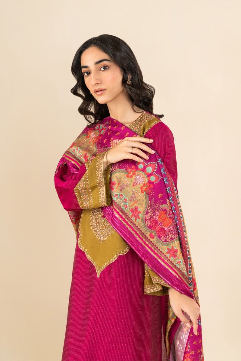 3 PIECE EMBROIDERED TWO TONE MISSOURI SUIT (PRET) thumbnail