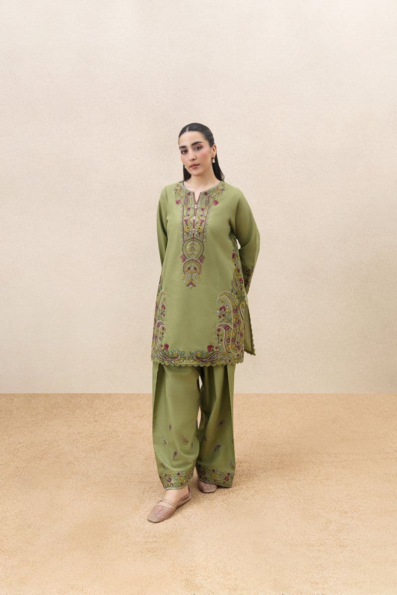 2 PIECE EMBROIDERED KHADDAR SUIT-PAISLEY RHYTHM ( UNSTITCHED ) thumbnail