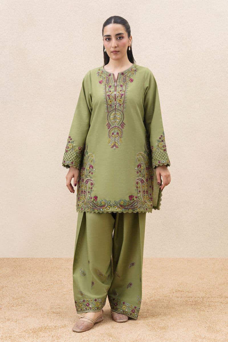 2 PIECE EMBROIDERED KHADDAR SUIT-PAISLEY RHYTHM ( UNSTITCHED ) thumbnail