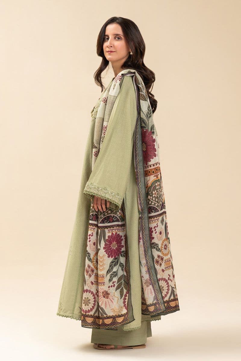 2 PIECE EMBROIDERED SELF JACQUARD SUIT-OPULENT SAGE (UNSTITCHED) thumbnail