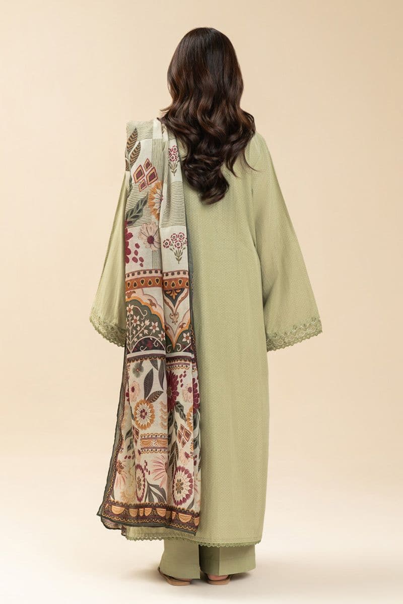 2 PIECE EMBROIDERED SELF JACQUARD SUIT-OPULENT SAGE (UNSTITCHED) thumbnail