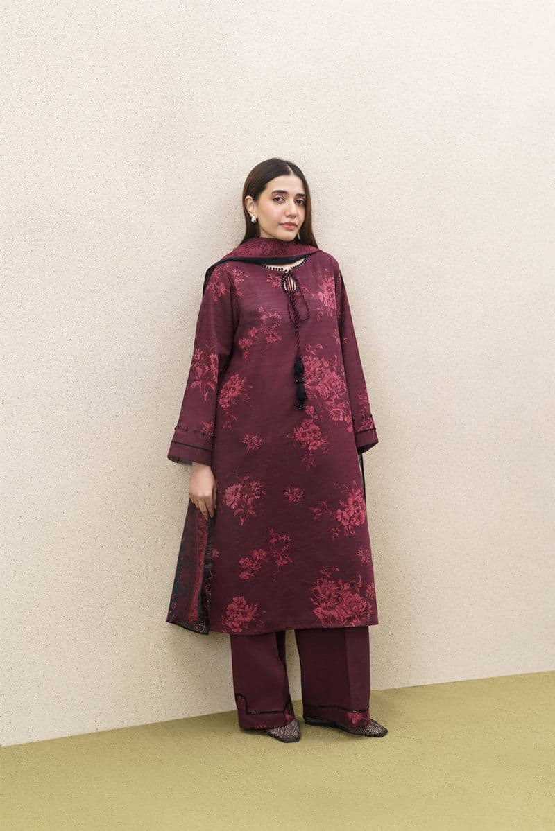 3 PIECE PRINTED SLUB KHADDAR SUIT-MONO VERDANT (UNSTITCHED) thumbnail