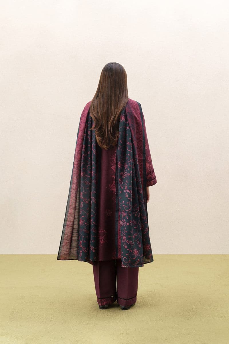 3 PIECE PRINTED SLUB KHADDAR SUIT-MONO VERDANT (UNSTITCHED) thumbnail