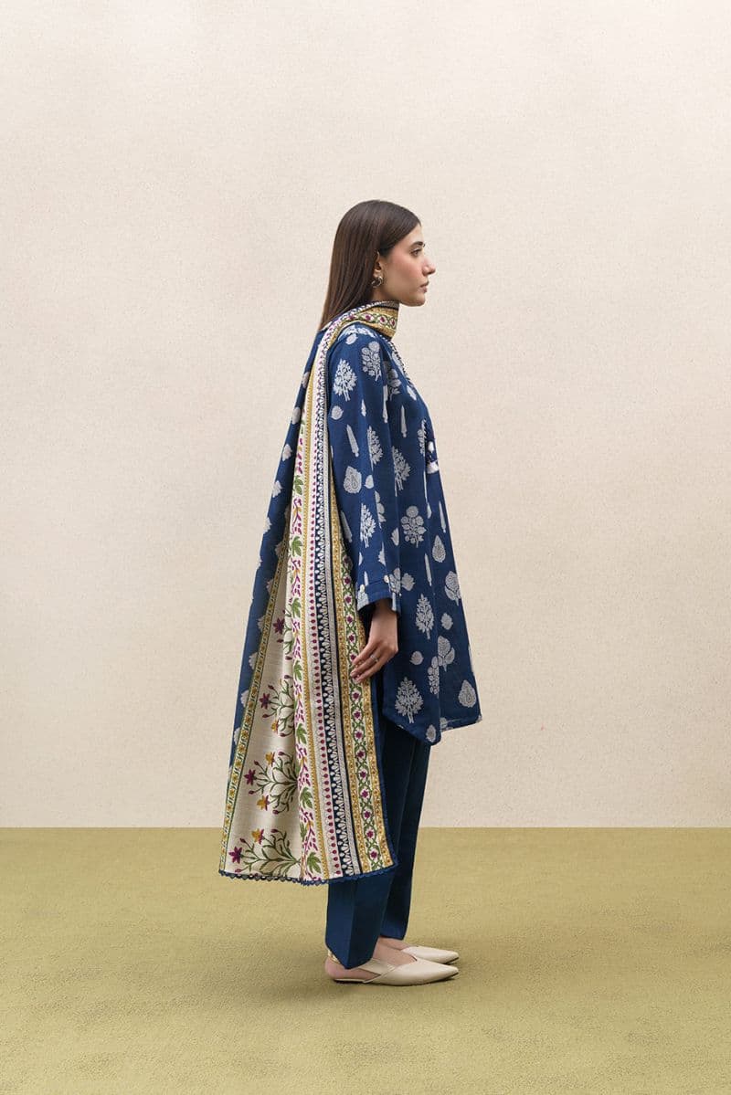 3 PIECE PRINTED KHADDAR SUIT-ROYAL AMBER (UNSTITCHED) thumbnail