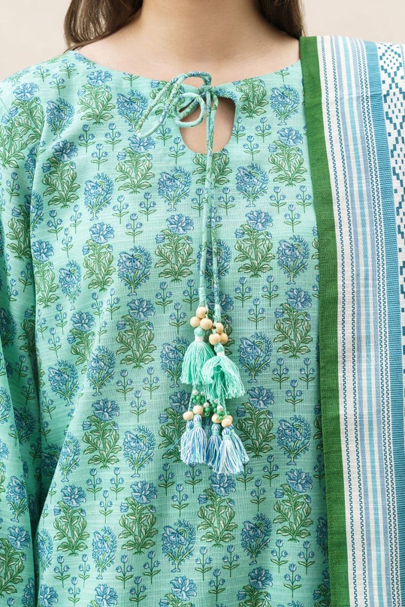 3 PIECE PRINTED KHADDAR SUIT-PASTEL BLOOM (UNSTITCHED) thumbnail