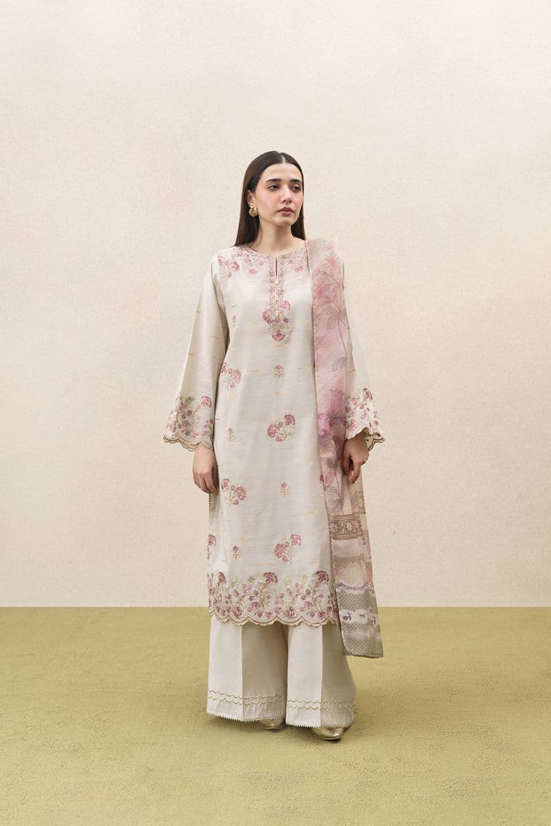3 PIECE EMBROIDERED YARN DYED JACQUARD SUIT-SERENA GOLD (UNSTITCHED) thumbnail