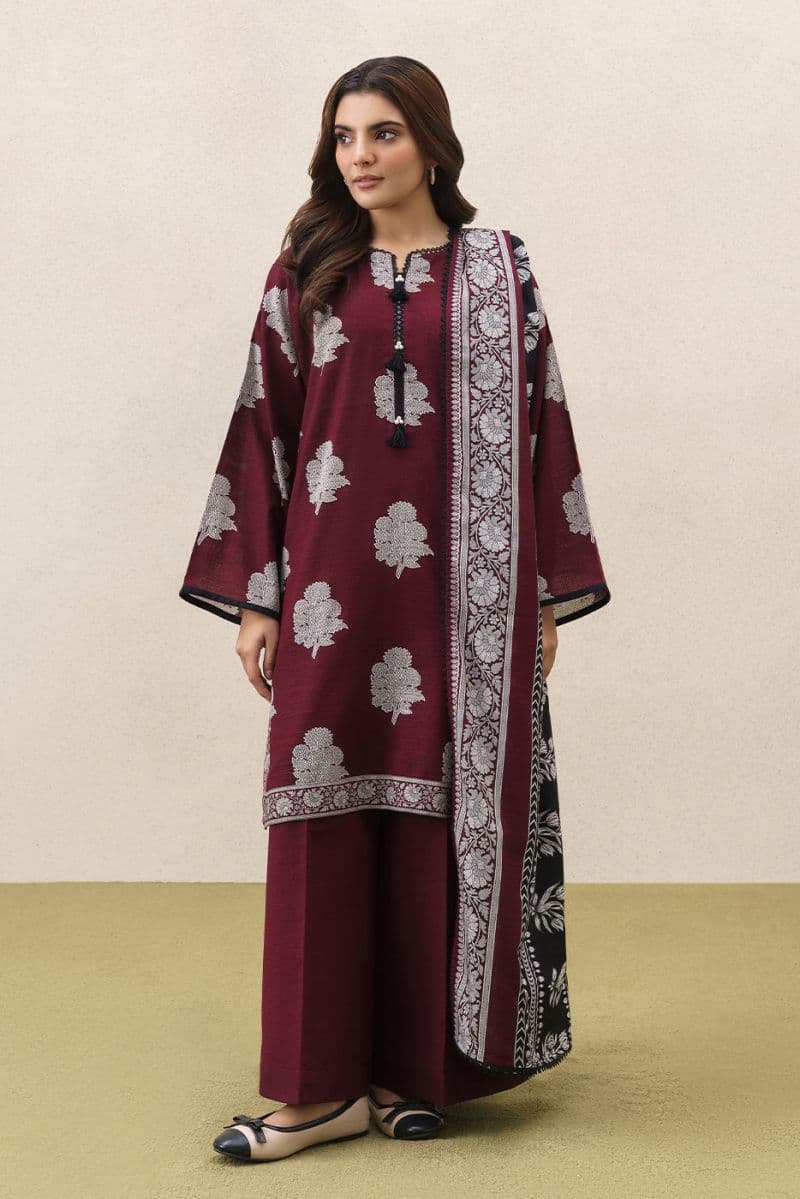 3 PIECE PRINTEDED SLUB KHADDAR SUIT-REGAL WEAVE (UNSTITCHED) thumbnail