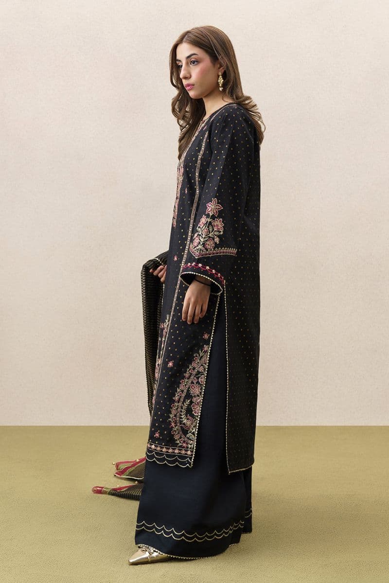 3 PIECE EMBROIDERED YARN DYED JACQUARD SUIT-GARNET GRACE (UNSTITCHED) thumbnail