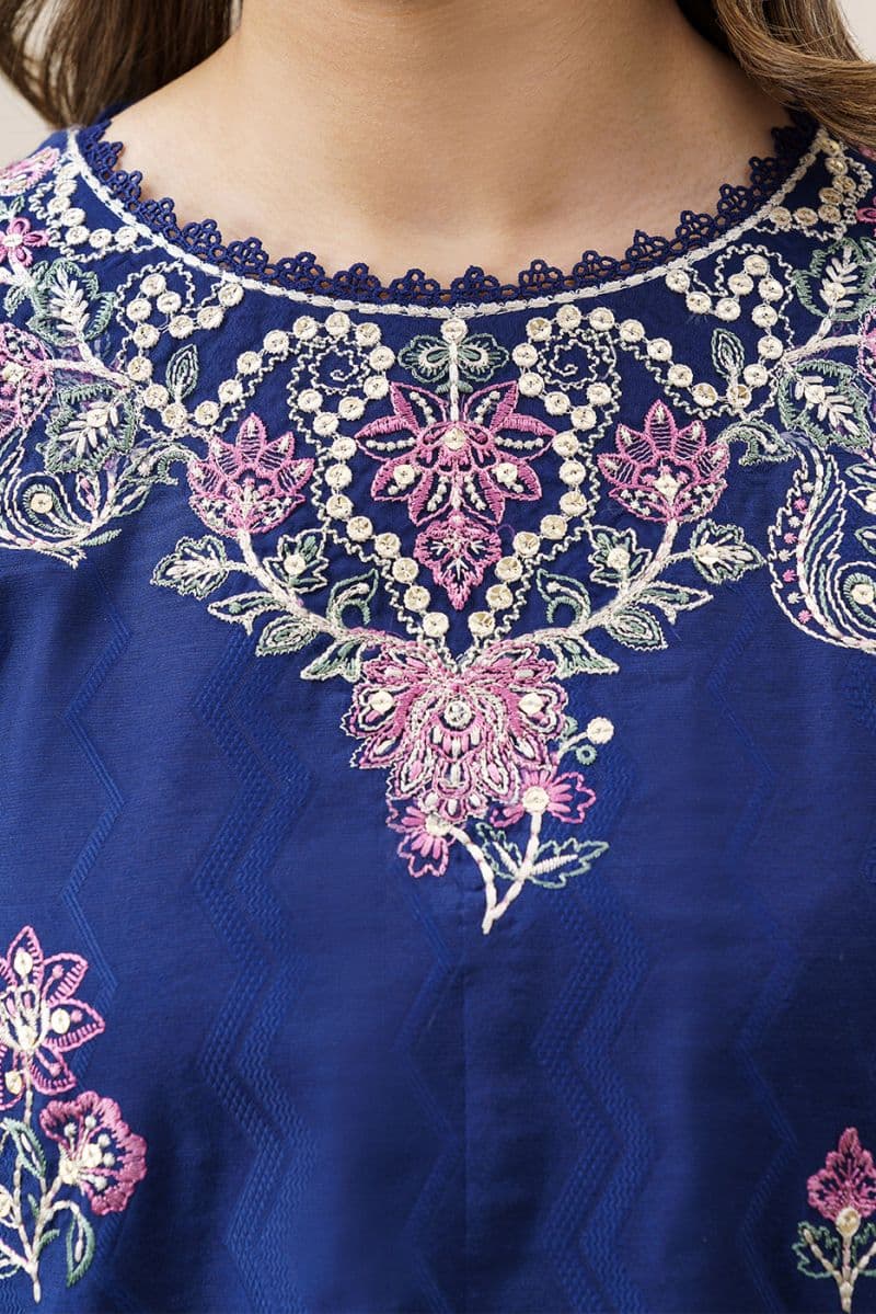 3 PIECE EMBROIDERED YARN DYED JACQUARD SUIT-BLUE OCEAN (UNSTITCHED) thumbnail