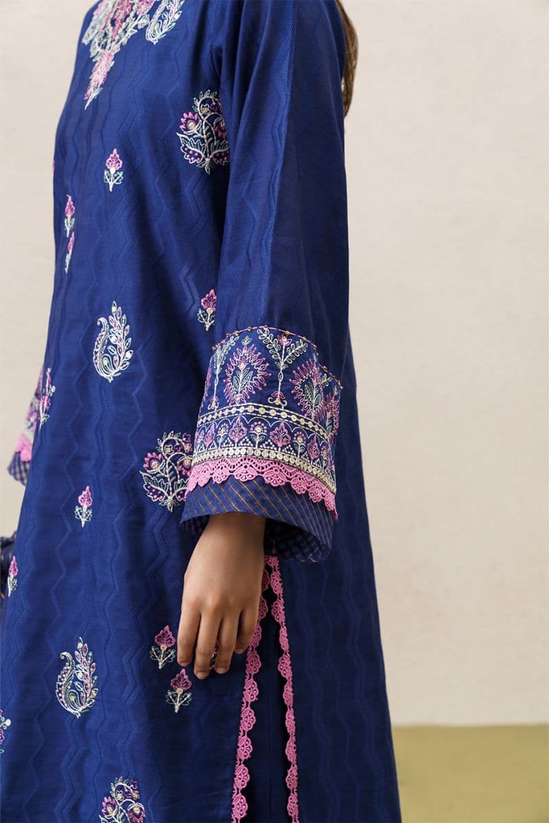 3 PIECE EMBROIDERED YARN DYED JACQUARD SUIT-BLUE OCEAN (UNSTITCHED) thumbnail