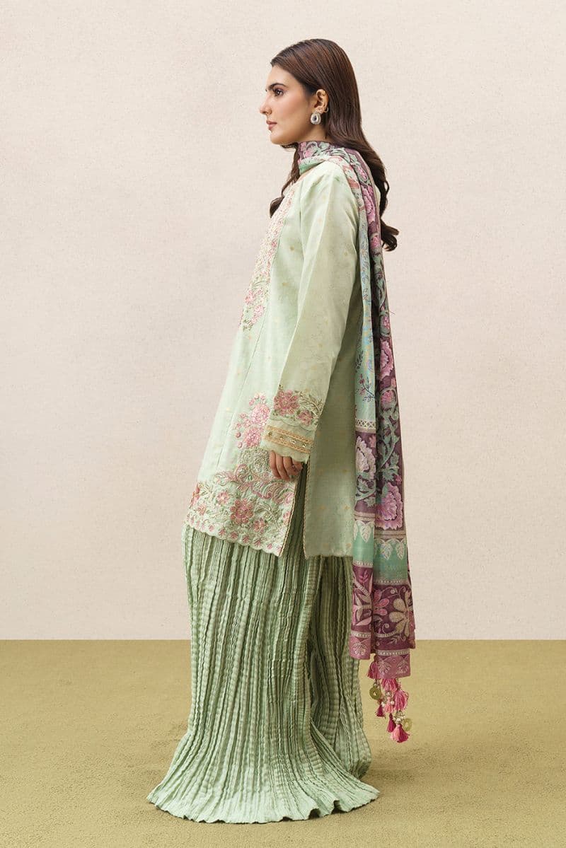 3 PIECE EMBROIDERED YARN DYED JACQUARD SUIT-CELADON MIST (UNSTITCHED) thumbnail