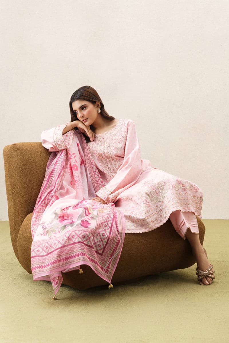3 PIECE EMBROIDERED YARN DYED JACQUARD SUIT-ETHEREAL BLUSH (UNSTITCHED) thumbnail