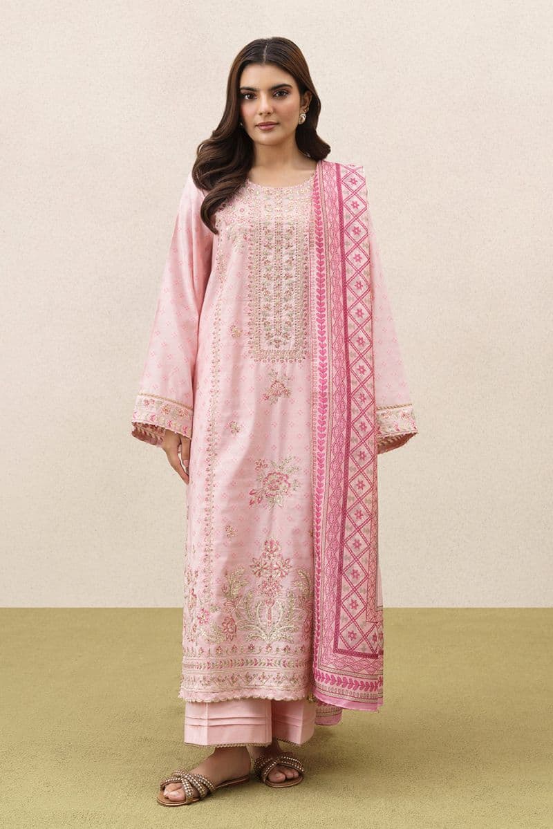 3 PIECE EMBROIDERED YARN DYED JACQUARD SUIT-ETHEREAL BLUSH (UNSTITCHED) thumbnail