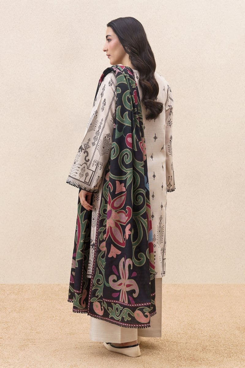 3 PIECE PRINTED SLUB KHADDAR SUIT-WHISPERING FLORALS ( UNSTITCHED ) thumbnail