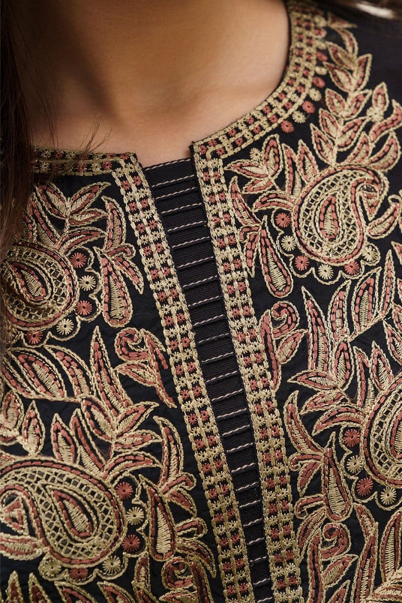 3 PIECE EMBROIDERED SLUB KHADDAR SUIT-BOHO NOCTURNE (UNSTITCHED) thumbnail