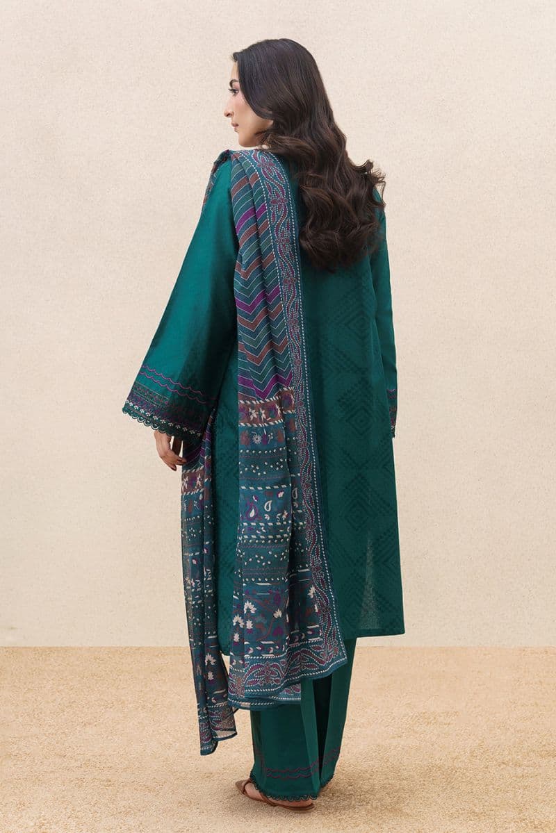 3 PIECE EMBROIDERED SELF JACQUARD SUIT-AURA GLEAM (UNSTITCHED) thumbnail