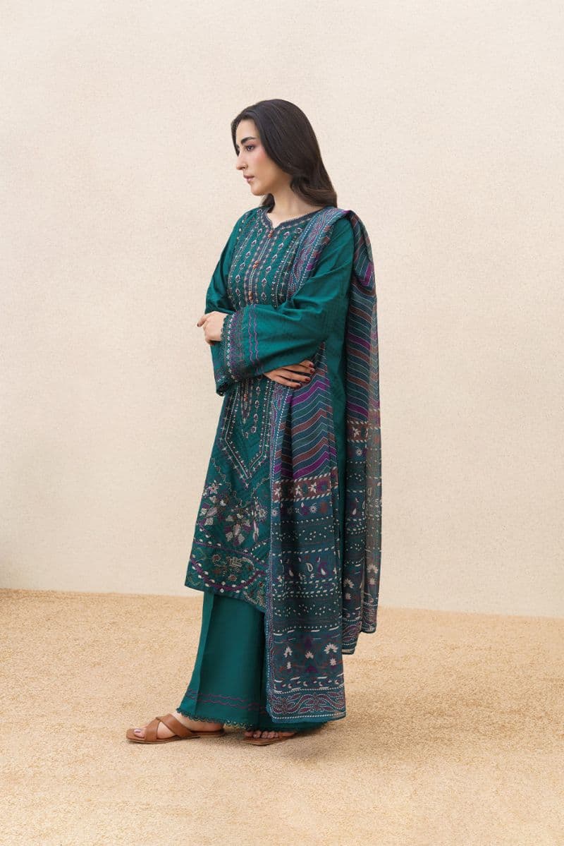 3 PIECE EMBROIDERED SELF JACQUARD SUIT-AURA GLEAM (UNSTITCHED) thumbnail