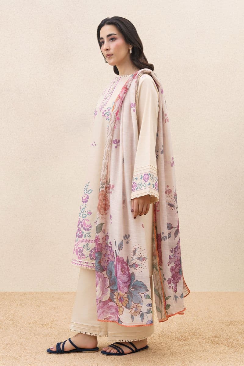 3 PIECE EMBROIDERED LAWN SUIT-WHISPERING FLORALS (UNSTITCHED) thumbnail