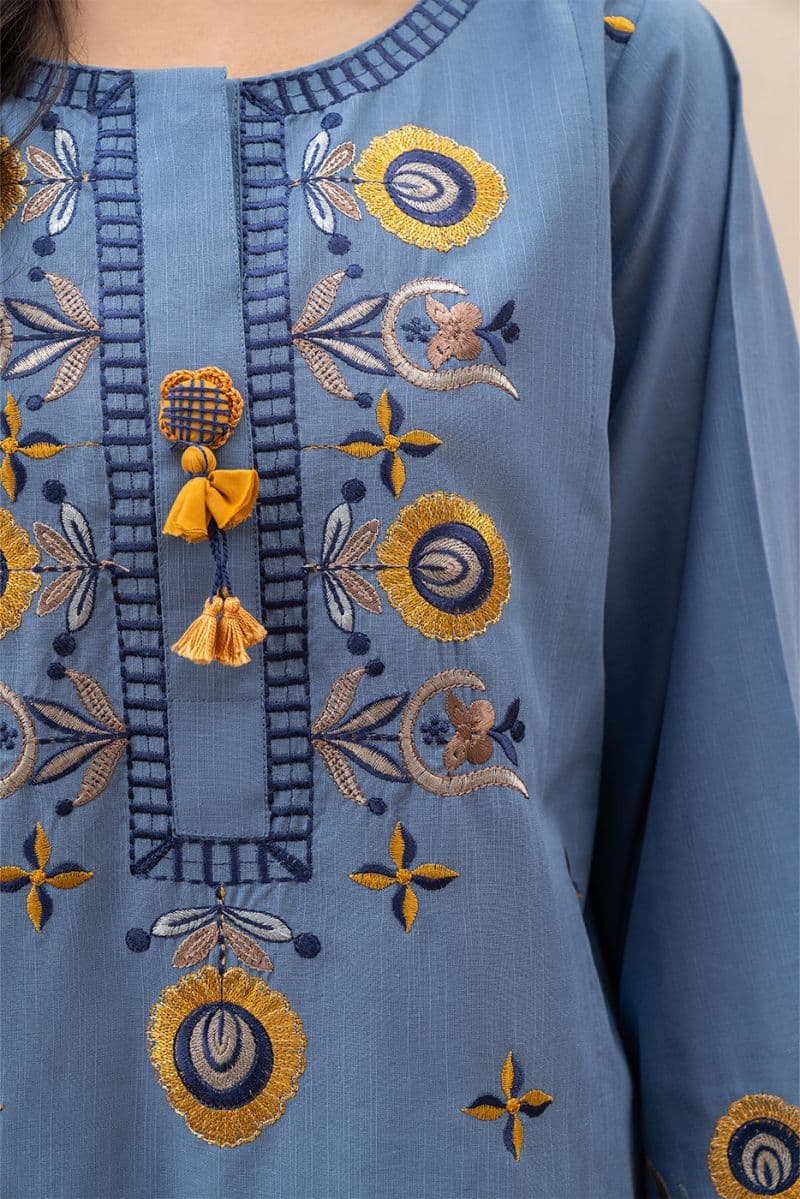 EMBROIDERED SLUB SHIRT (PRET) thumbnail