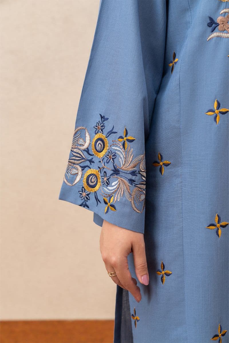 EMBROIDERED SLUB SHIRT (PRET) thumbnail