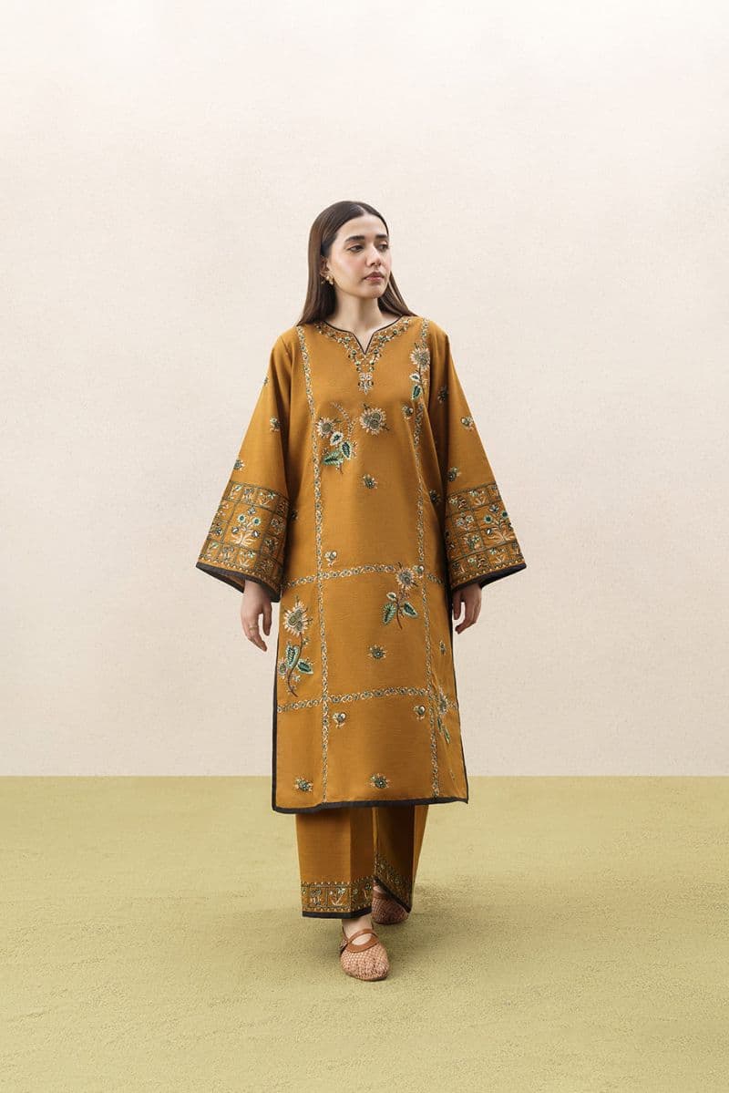 2 PIECE EMBROIDERED SLUB KHADDAR SUIT (PRET) thumbnail