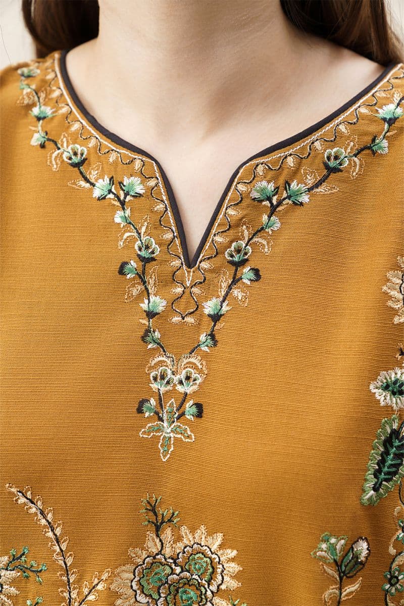 2 PIECE EMBROIDERED SLUB KHADDAR SUIT (PRET) thumbnail